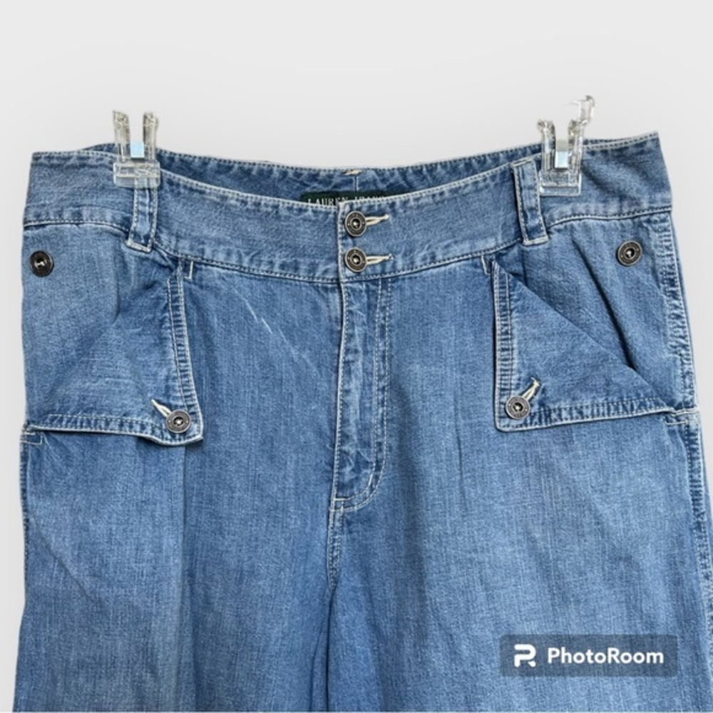 Vintage Lauren Jeans Co.‎ Flap Front Pocket Wide Leg Jeans Women's 8